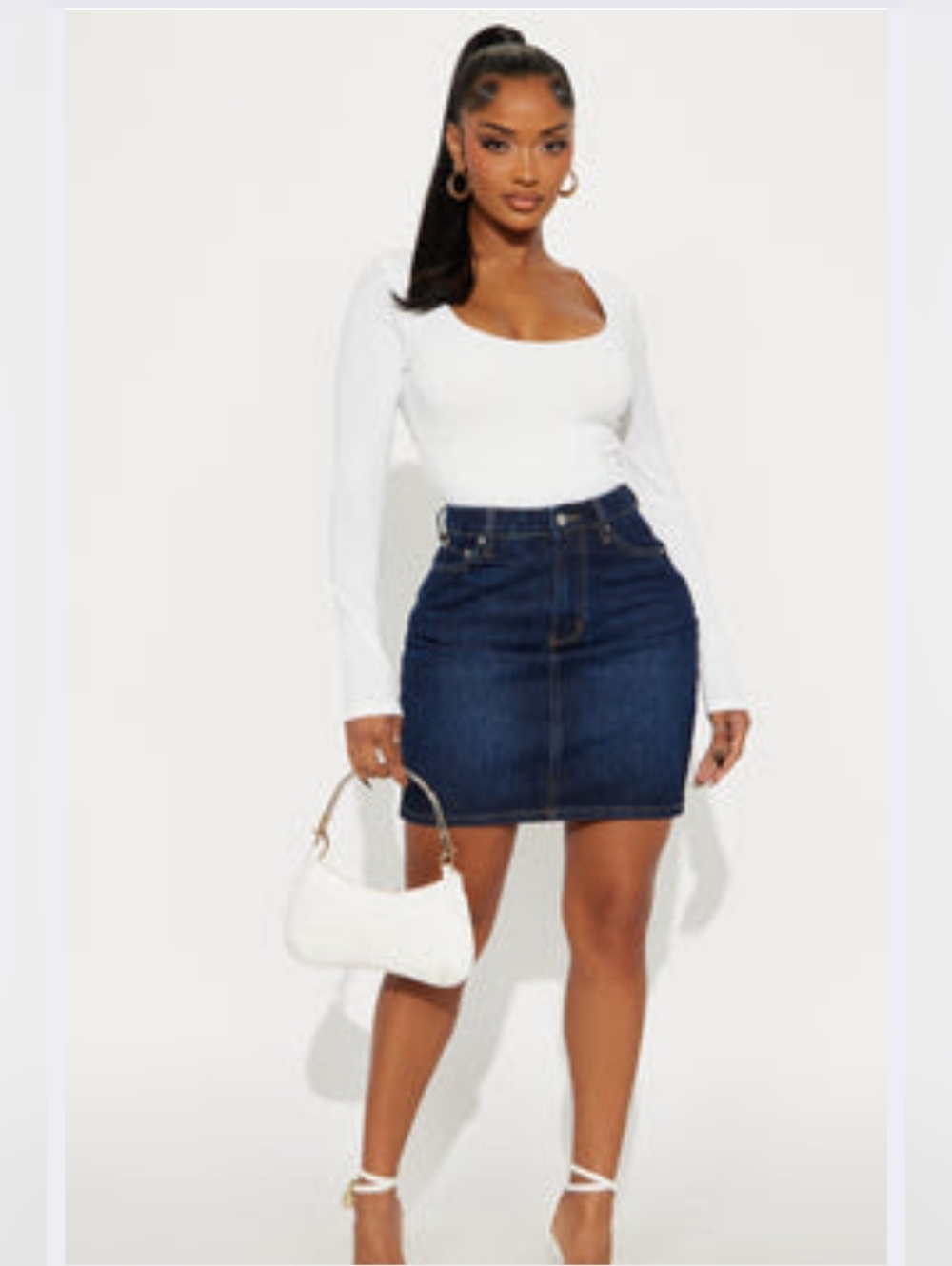 Fashion Nova Indigo High-Rise Denim Mini Skirt